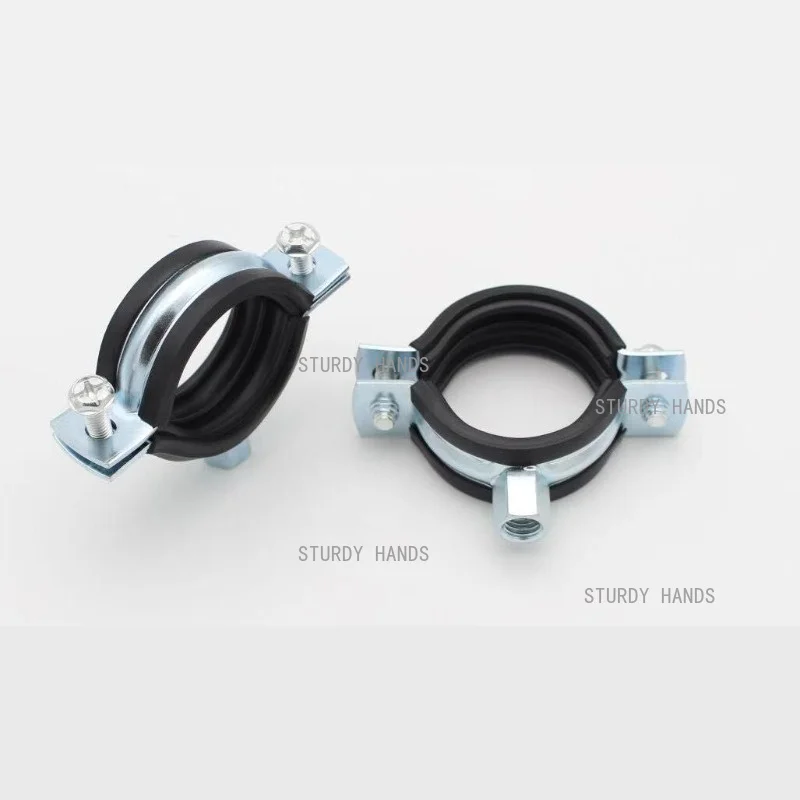 2pcs Heavy Metal Pipe Buckle Pipe Clamp Fixed Clamp for Drainage Pipe Household Hardware Accessories,Outer M10, Inner M8 Thread