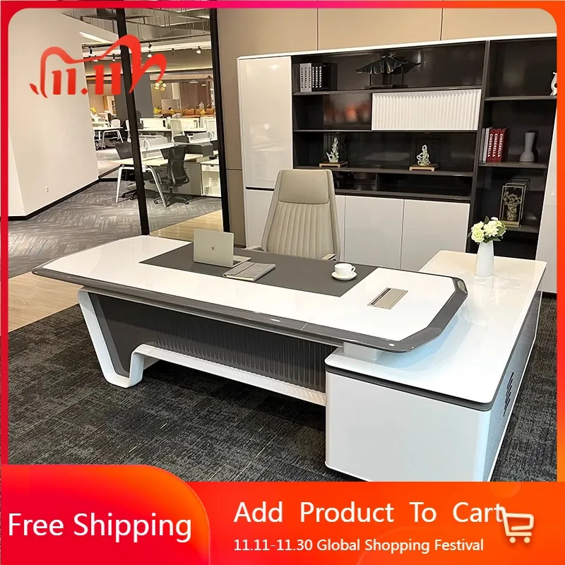 

Organizer High End Computer Desks Modern Corner Work Light Luxury Office Desk Storage Creativity Escritorio Oficina Furniture