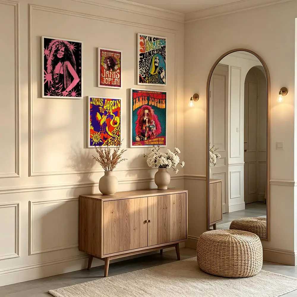 music Janis Joplin Poster Poster Waterproof HD Unframed Self‑Stick Decor Wall Art for Home Room Decoration Gift
