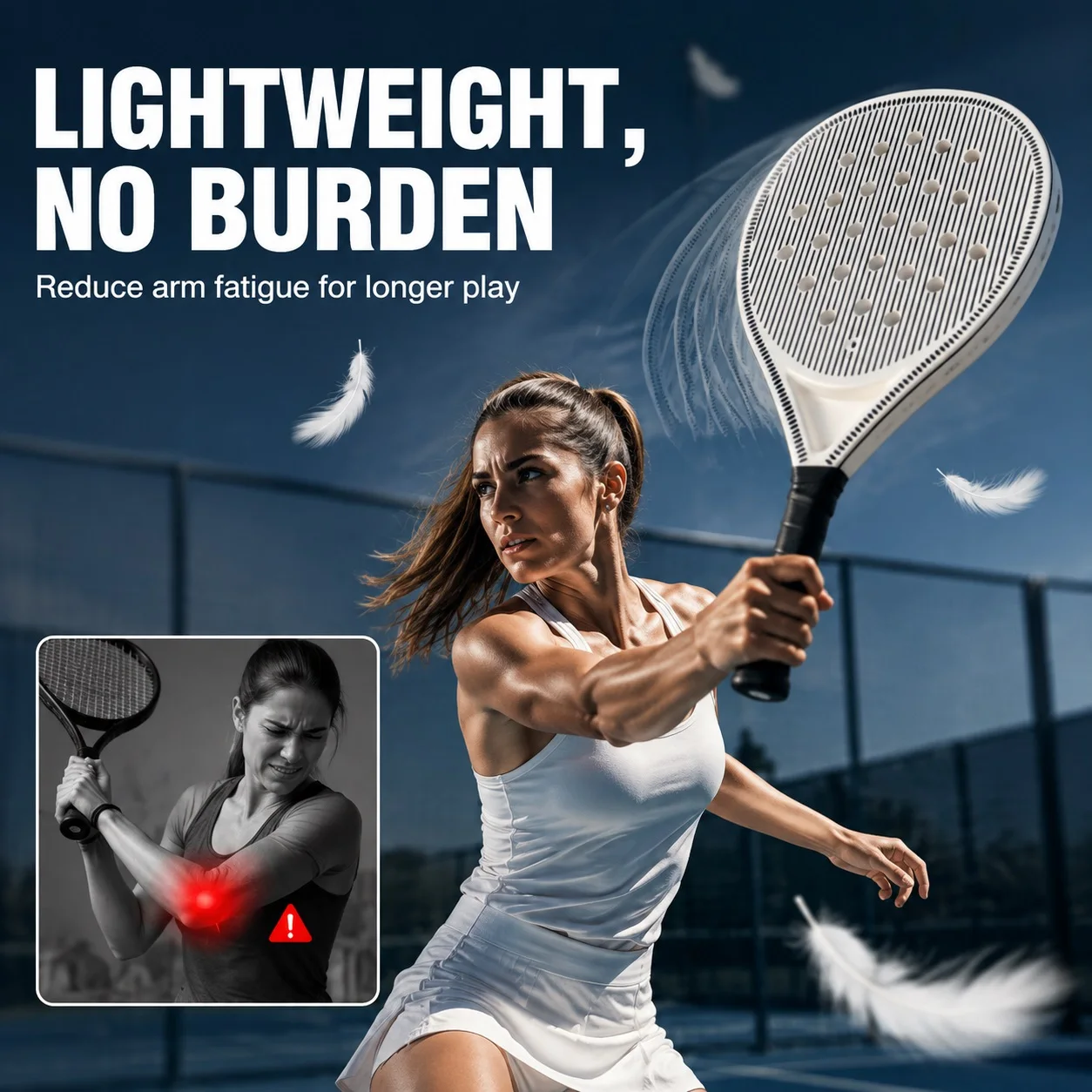 WNONSO Lightweight Padel Rackets Round Shape Control Focused Soft EVA Core Large Sweet Spot Beginners & Intermediates