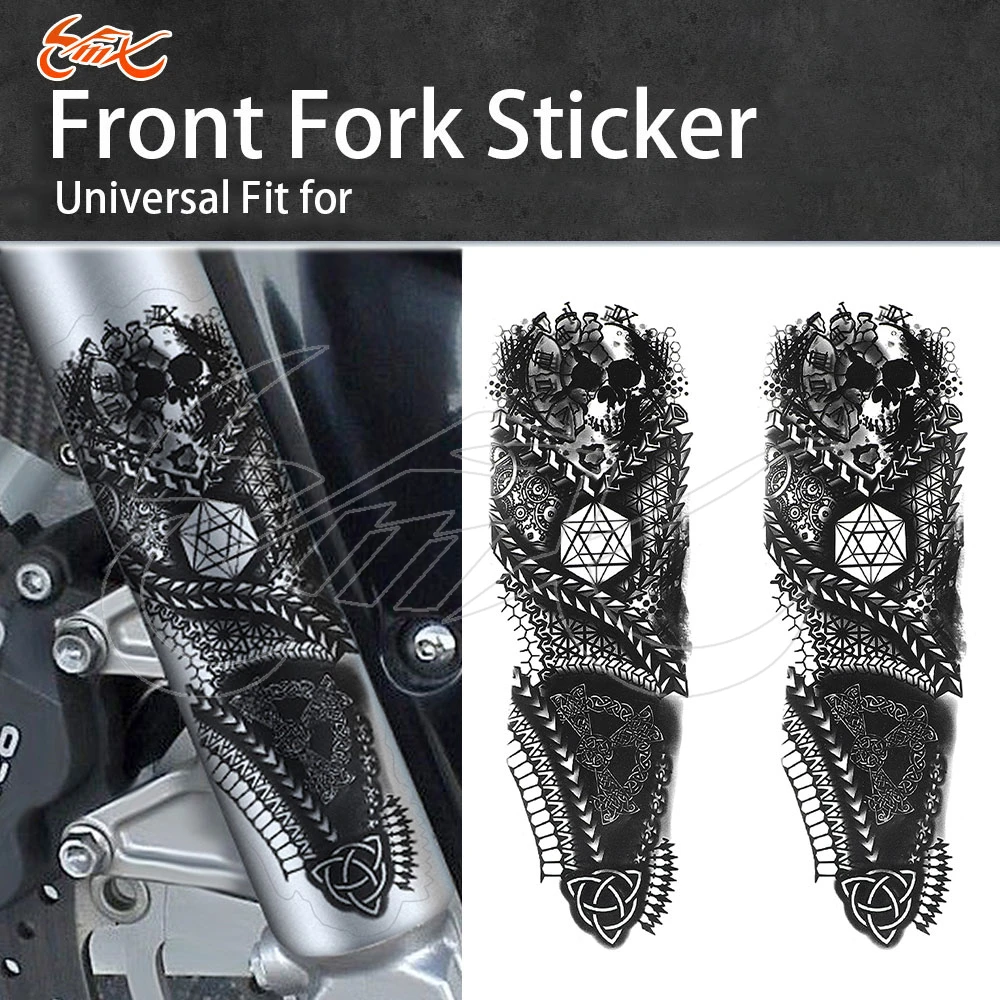

1 пара наклеек на переднюю вилку мотоцикла с черепом, универсальные наклейки, подходят для Harley Sportster Softail Honda Yamaha Kawasaki Suzuki BMW