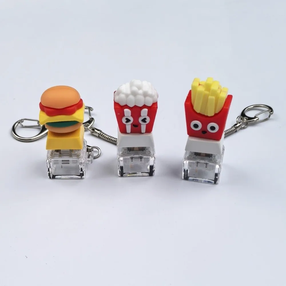 Frieten IJs Hamburger Fidget Sleutelhanger Keycap Relief Stress Vinger Toetsenbord Cap Creatief Pas de tijd