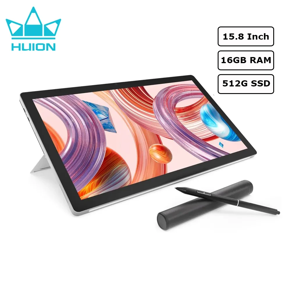 Huion Kamvas Studio 16 태블릿, 독립 그래픽 태블릿 컴퓨터, 2.5K 핑거 터치스크린, 512G SSD, 16GB RAM 노트북, 15.8 인치 