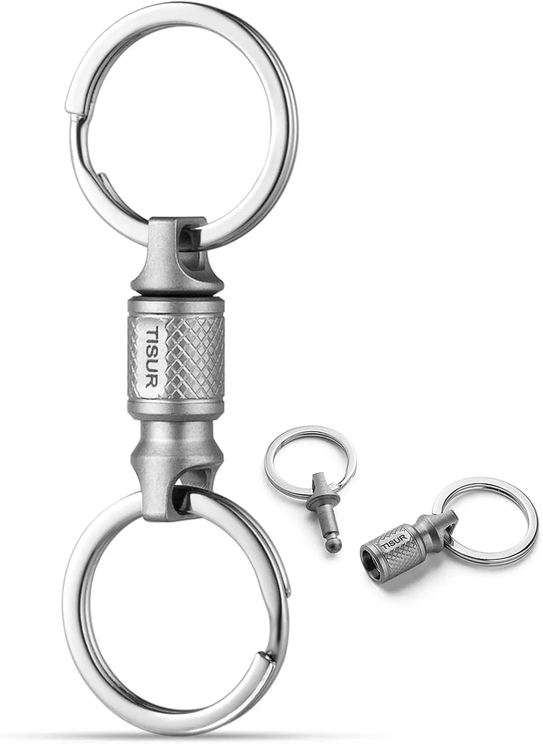 Titanium Quick Release Swivel Keychain, Pull Apart Detachable Keychain Heavy Duty Car Key Holder with Key Rings