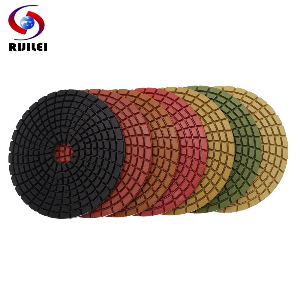 

7PCS/Set Super 4Inch Diamond Polishing Pads 100mm Spin type Wet Polishing Pad For Granite Marble Concrete Floor Grinding Disc