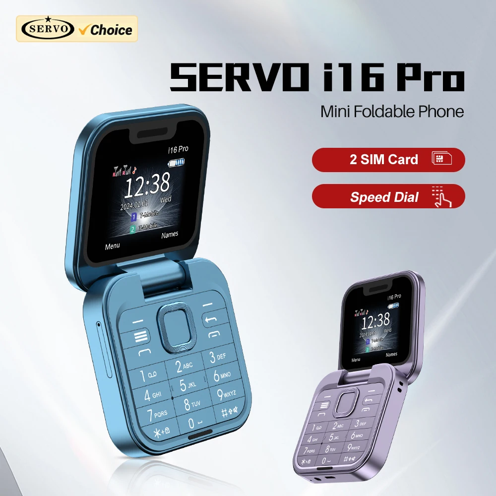 SERVO i16Pro Dual SIM Flip Small Mobile Phone Auto Call Record Speed Dial Magic Voice 1.77\