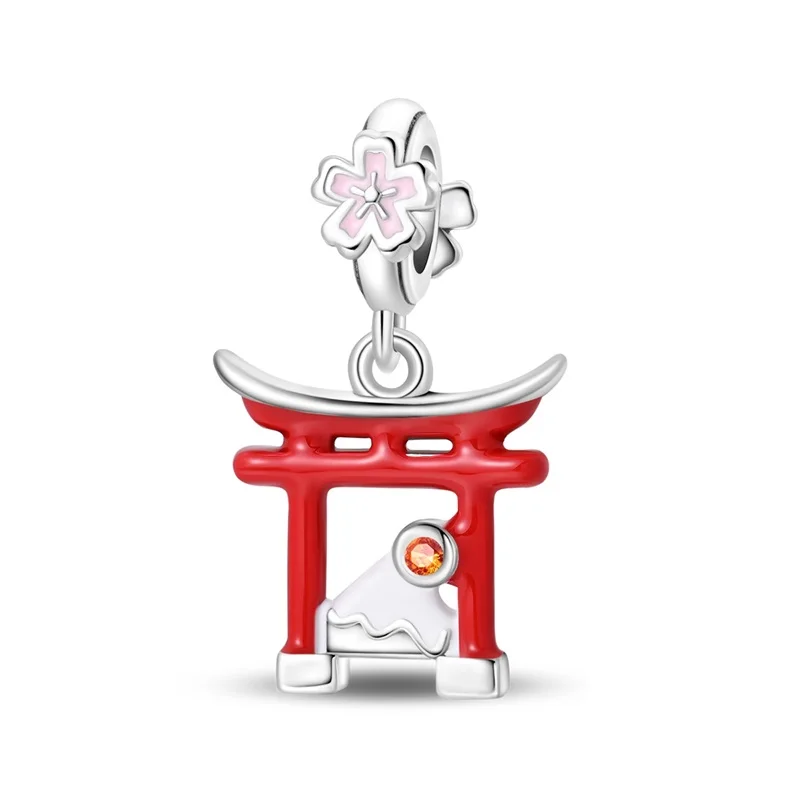 925 Sterling Silver Famous Japanese Attraction Charms Bead Dangle Fit Original Bracelet DIY Women Travel Jewelry