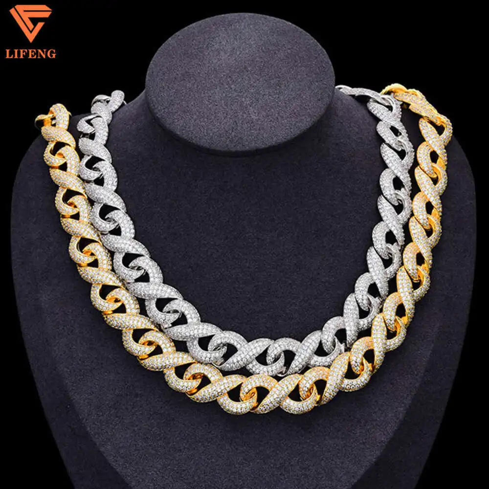 

Wholesale Gold Plated Fine Jewelry 15mm Width Hip Hop Men Cuban Chain S925 Iced Out Vvs Moissanite Miami Cuban Link Chain