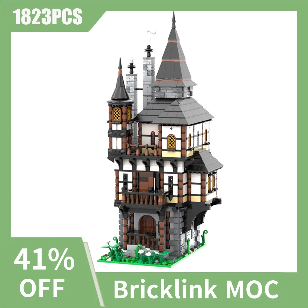 1823pcs MOC European Street View Medieval Tower House  Building DIY creative ideas Retro child Toy Birthday Gift building blocks