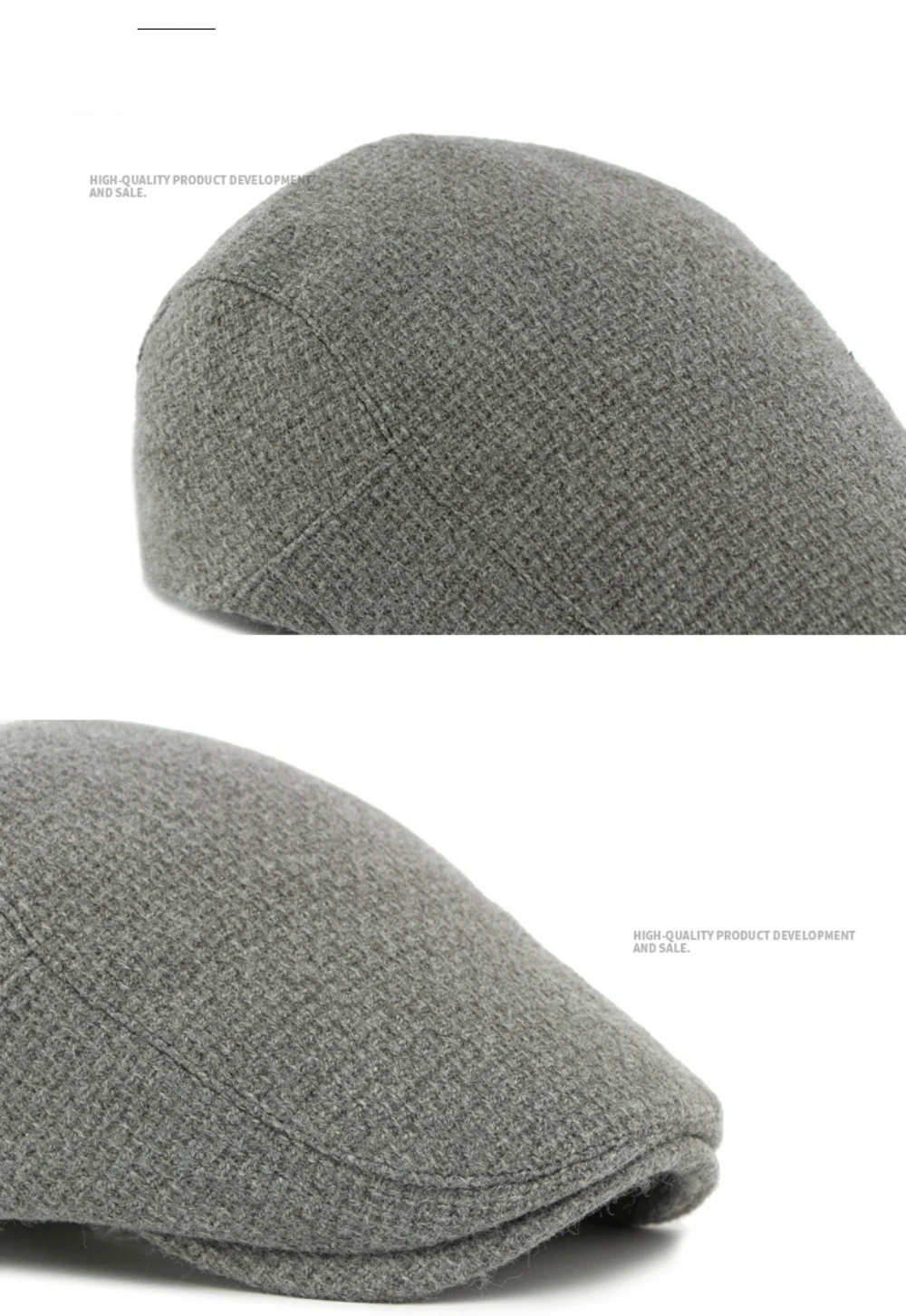 HT4887 Baskenmütze für Herren und Damen, Künstler-Baskenmütze, verstellbare Ivy-Flatcap, Unisex, Herbst-Winter, gestrickte Woll-Baskenmütze – Detail 5
