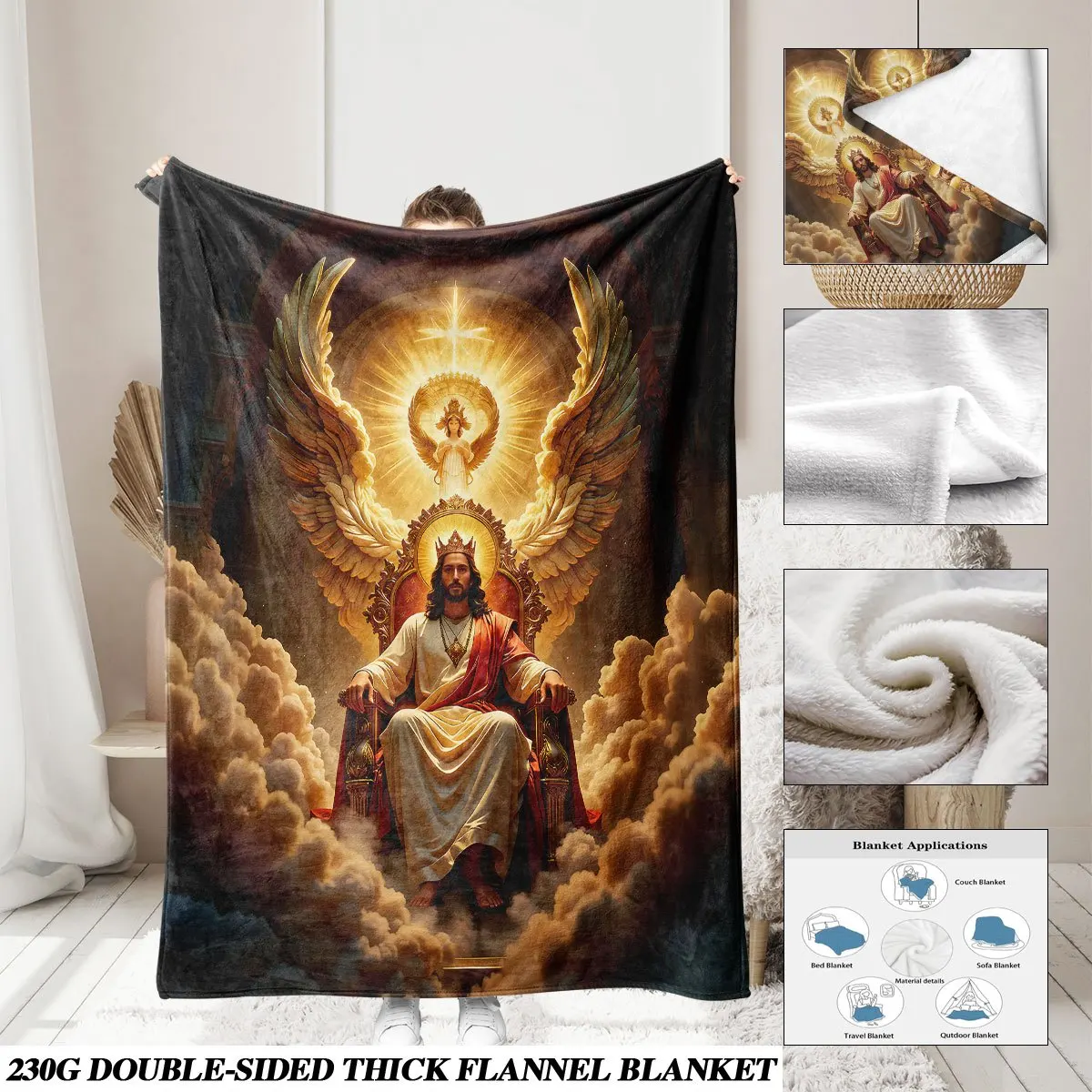 Inspirational Jesus Christ Divine Glory Religious Spiritual Wall Tapestry Blanket for Home Decor Gift