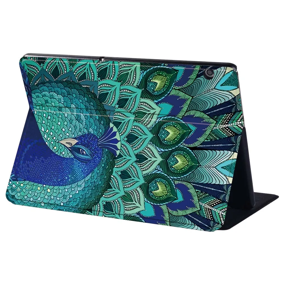 For Huawei MediaPad M5 Lite 10.1/M5 10.8/MediaPad M5 Lite 8/T3 8.0/T3 10 9.6/T5 10 10.1 Feather Pattern Smart Stand Tablet Case