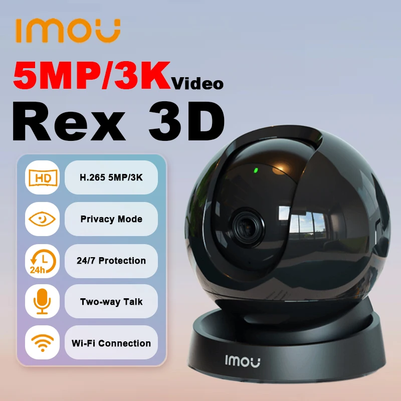 

IMOU Rex 3D 5MP H.265 3K AI Smart Detection Smart Tracking Wi-Fi Auto-cruise 3.6mm Abnormal Sound Alarm Diversified Storage