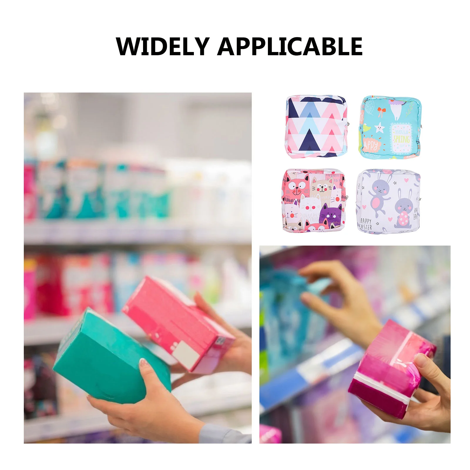 4 Pcs Sanitary Napkin Storage Bag Small Diaper Lovely Bags Women Purse Travel Toiletry Handbags Portable Pad Menstrual