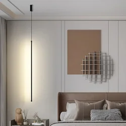 Modern LED Pendant Light Minimalist Black Aluminum Chandeliers For dining room Bedroom Decor Bedside Background Pendant lighting
