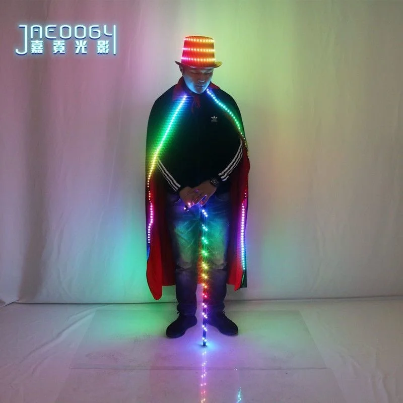 

Glow led hat cloak Cosplay Jazz dance fancy crutches ktv disco performance Glow clothing props trend