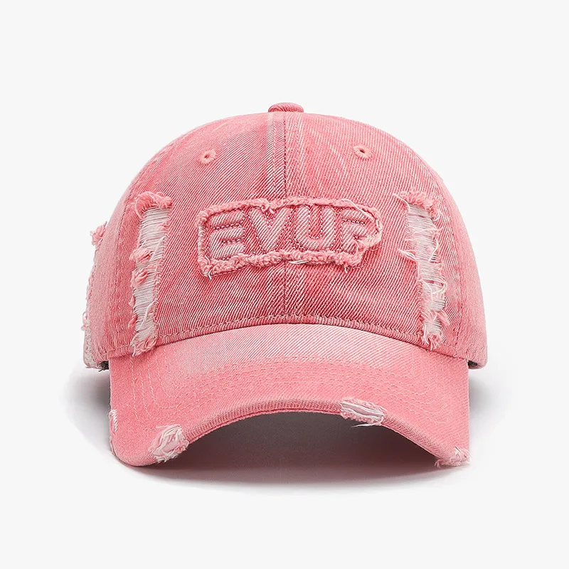 fashion denim baseball cap for men and women unisex hats cotton soft top letters distressed caps