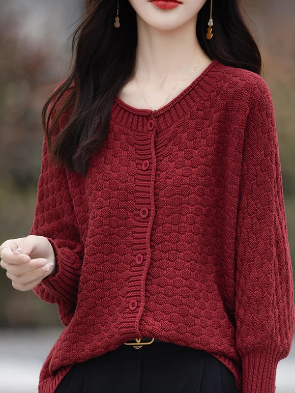 

Loose Knit Cardigan Women Retro Artistic Large Size Comfortable Autumn Long Sleeve Versatile Fashion Sweater