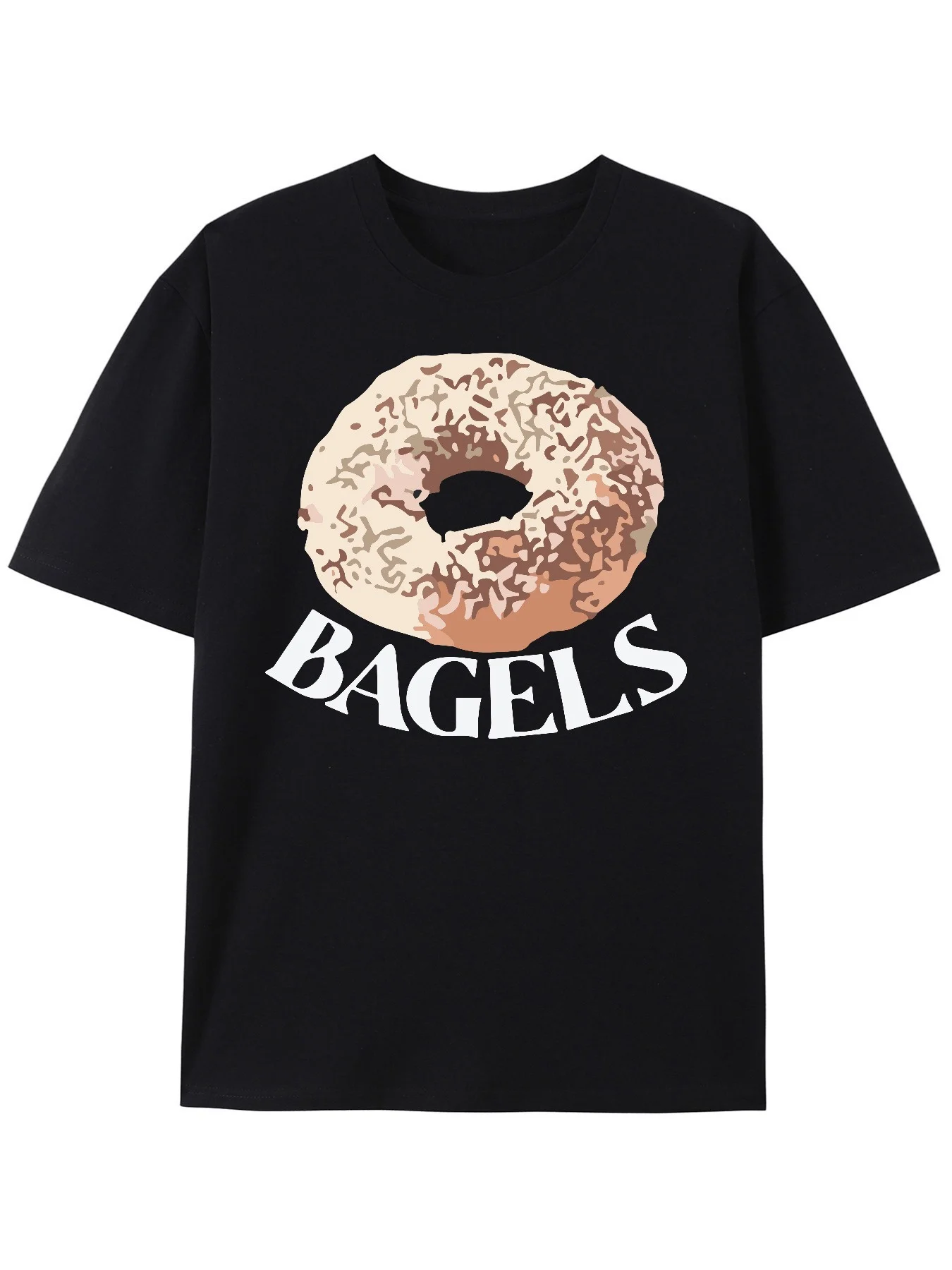 Beagle Pattern T-Shirt, Retro Food Lover T-Shirt, Beagle Print T-Shirt, Unisex Street Fashion, Black Short Sleeve Top, Retro Style