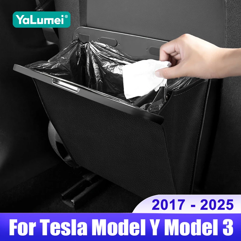 

For Tesla Model 3 Y 2017 - 2020 2021 2022 2023 2024 2025 Car Garbage Bag Waterproof Magnetic Adsorption Trash Back Seat Hanging