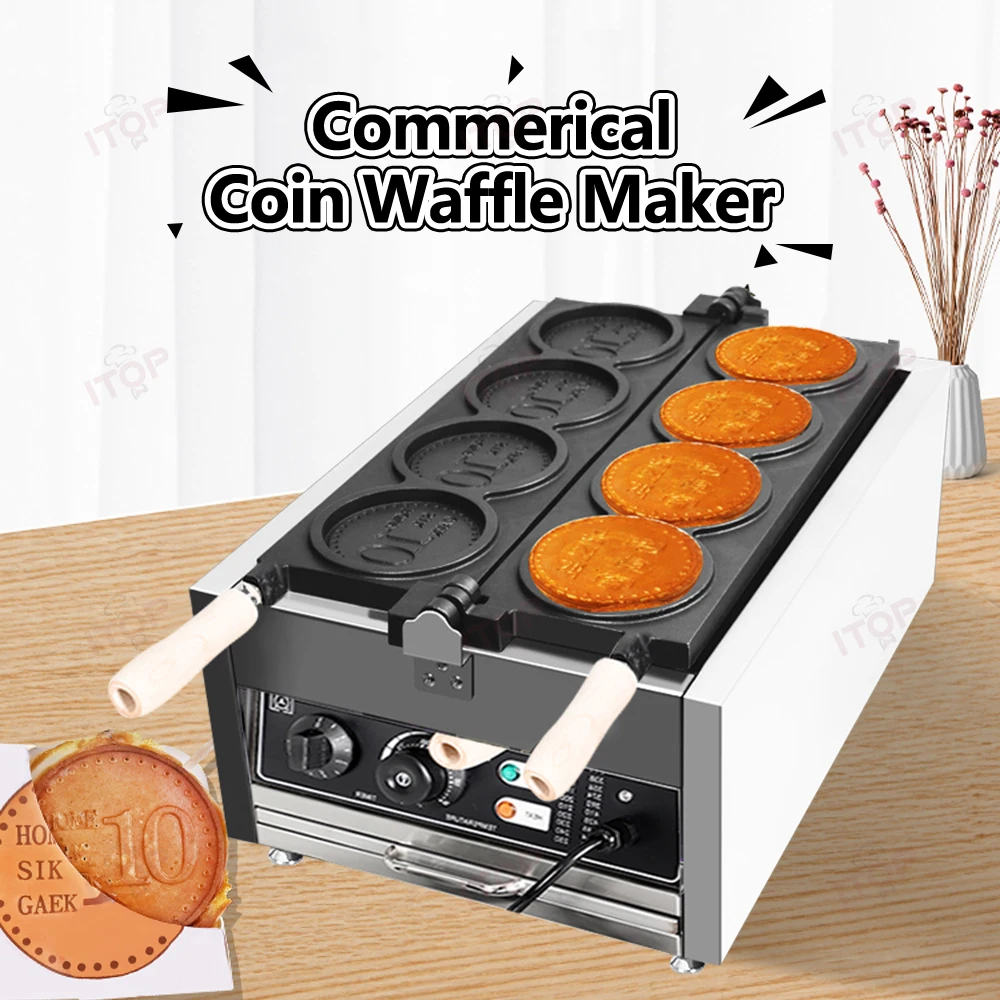 

ITOP WG-1 Commerical Coin Waffle Maker Non Stick Pan Waffle Maker Snack Maker Bread Machine Round Waffle Maker Timer 110V 220V