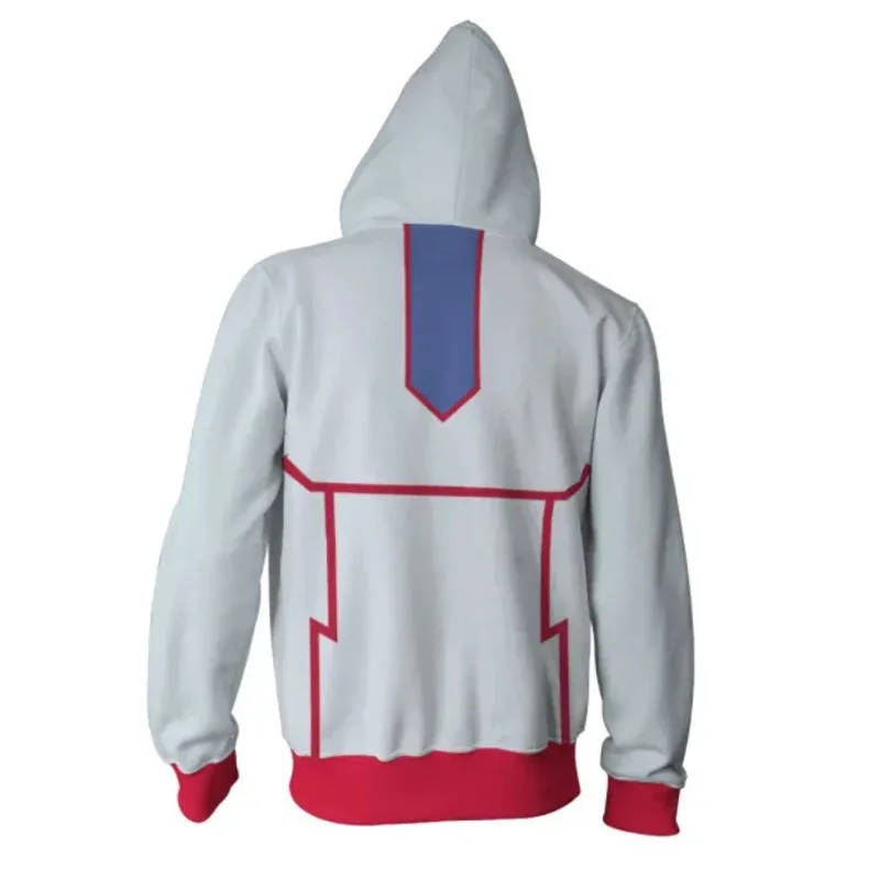 Sudaderas con capucha de Anime Duel Monsters, chaqueta de Cosplay de Yugi Muto, ropa con estampado de dragón blanco y ojos azules, sudadera con cremallera, Sudadera con capucha Unisex DASD