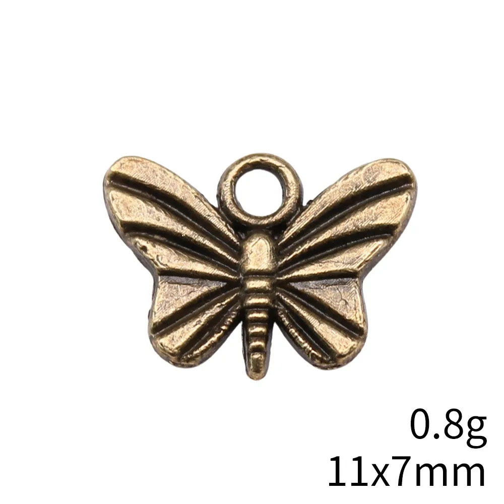 

20pcs 11x7mm 2 Colors Antique Silver Color Antique Bronze Color Butterfly Charms Handmade Jewelry Making Accessories