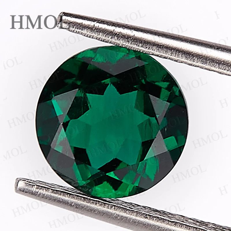 Lab Grown Zambian Emerald Round Cut Green Color Hydrothermal Hand Cut With Cracks Inclusions Inside Selectable AGL Certificate - Image 3