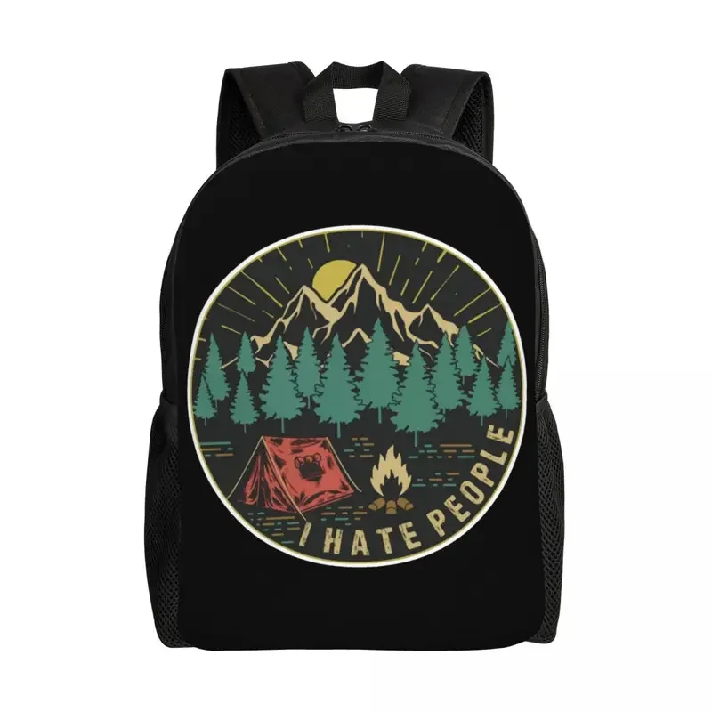 Mochila de Camping I Hate People para hombres y mujeres, resistente al agua, escuela, universidad, aventura, bolsa de senderismo, bolsas de libros estampadas