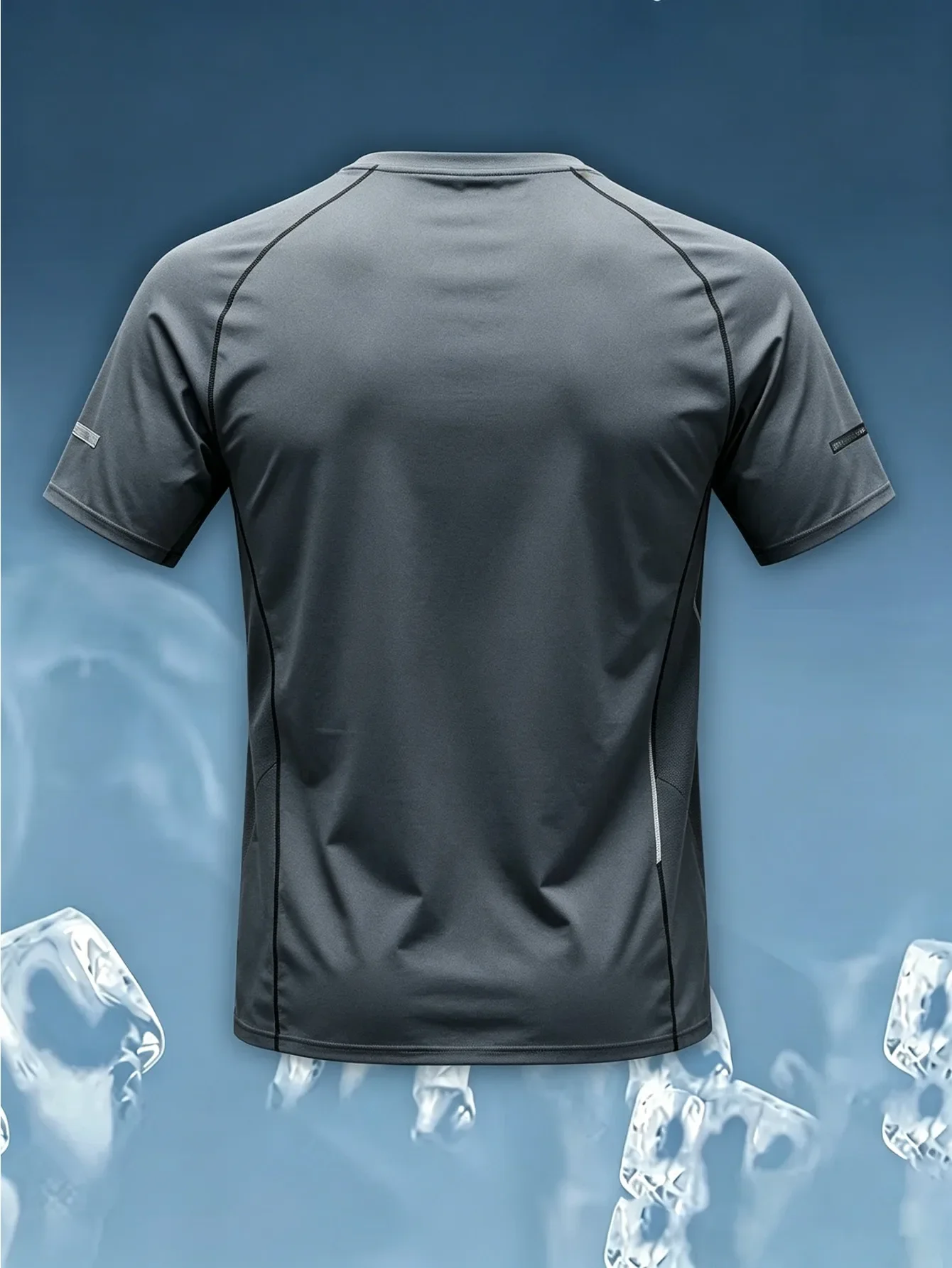 Neues Herren-Sport-T-Shirt mit 3D-Grafikdruck, kühlendem Effekt, schnelltrocknend, atmungsaktiv, kurzärmelig, ideal zum Laufen, Badminton und Training. – Detail 5