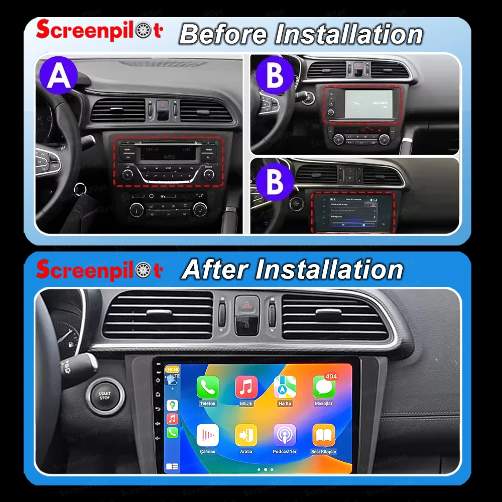 Android 16 For Renault Kadjar 2015 2016 2017 2018 2019 Car Carplay Multimedia Center Bluetooth 5G Wifi Touch Stereo Head 2K QLED