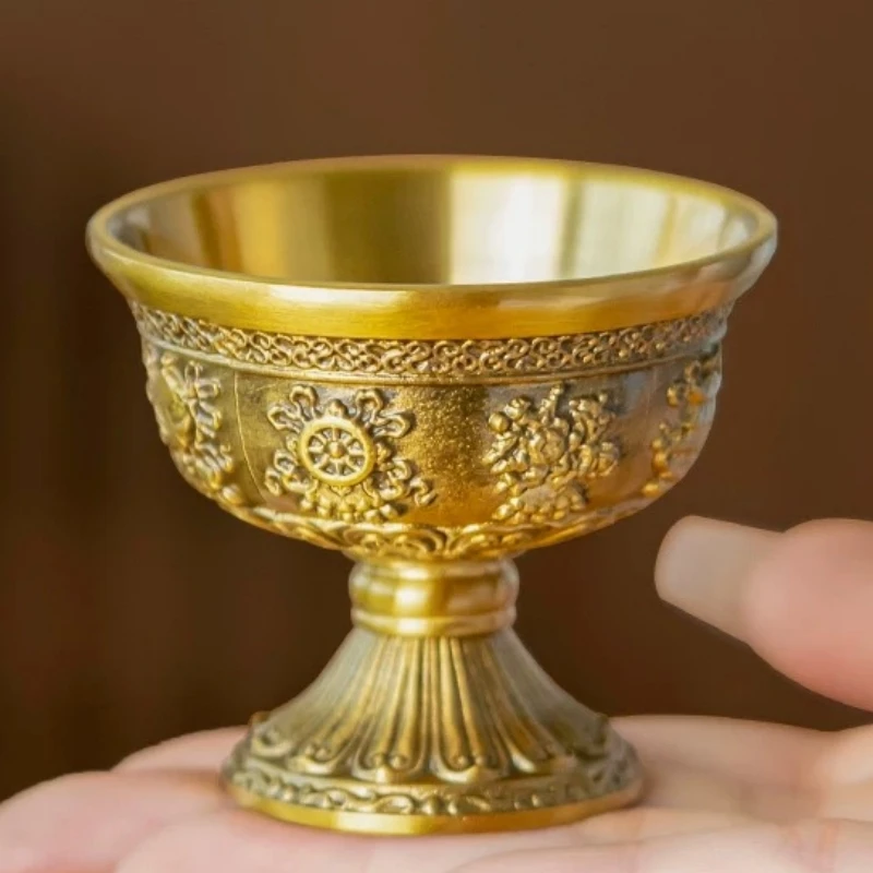 

Buddhism Altars Bronze Mini Bowl,Engraving Eight Auspicious Tibetan Offering Buddha Bowl,Holy Water Bowl,Buddhist Items 5.5 cm