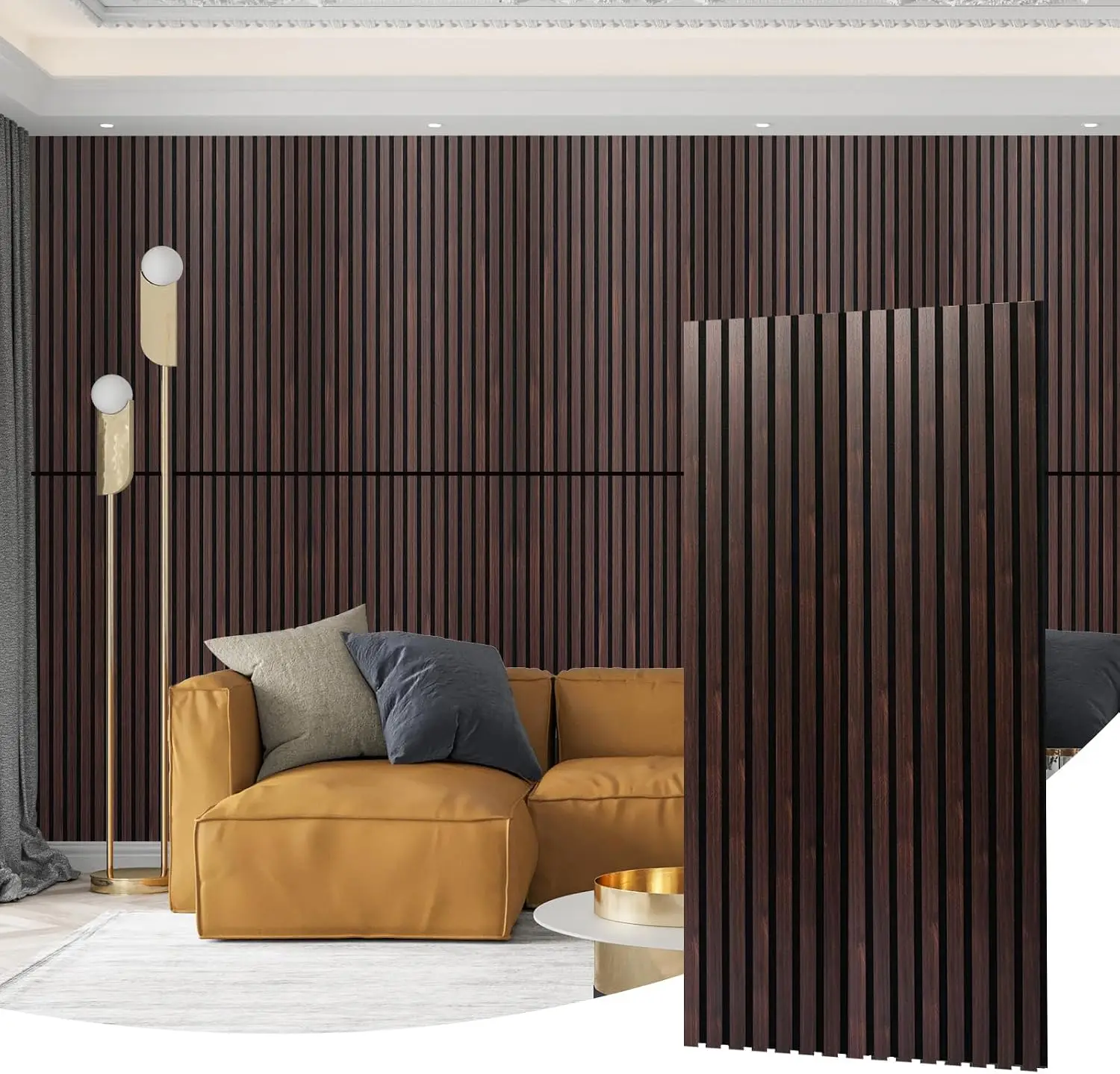 Soundproof Wood Slat Wall Panel, 2 Pack | 3D Soundproof Wall Panels, Large Acoustic Panels, for Interior Ceiling, Wall Decor
