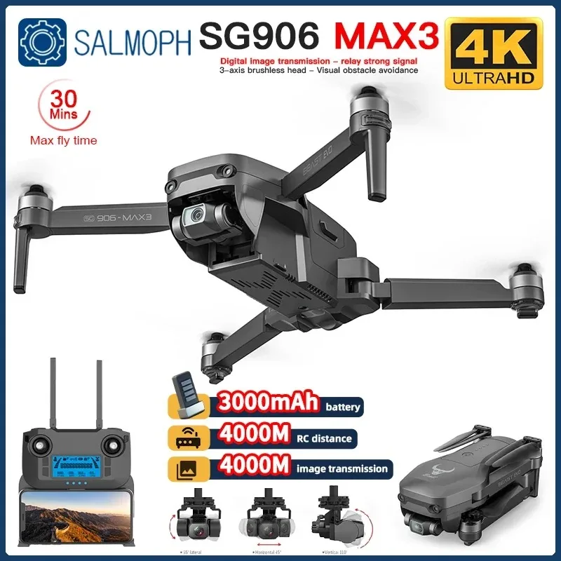 Drone SG906 MAX3 GPS Professional 4K 3-Axis Gimbal FPV Camera Digital Transmission 4KM Mini Drone Obstacle Avoidance Quadcopter