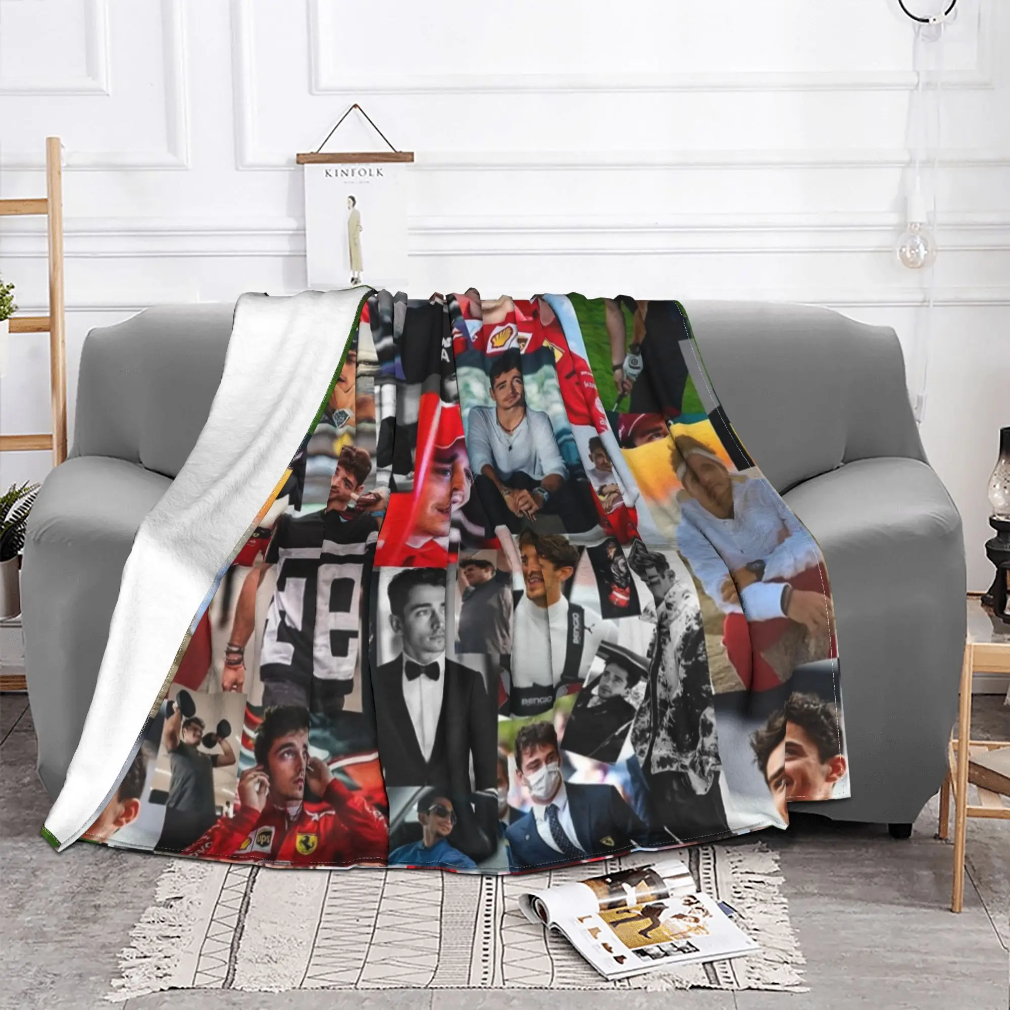 Moto Charles Motorcycle Racing 16 Knitted Blankets Fleece Leclercc Lightweight Throw Blanket for Bedding Couch Bedspread