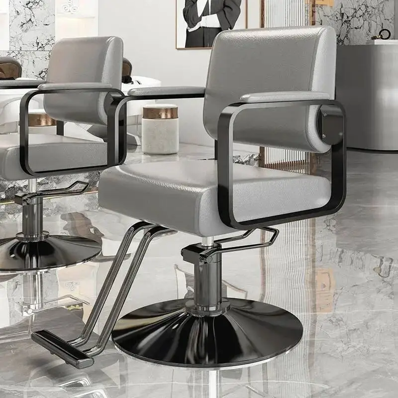 كرسي حلاق تجميل احترافي، مصفف شعر دوار، كرسي صالون ذهبي فاخر للعمل، أثاث صالون Cadeira De Barbeiro
