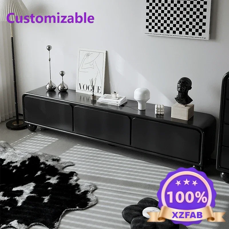 Factory Direct 2026 Black TV cabinet, living room home floor 2024 new high-end small apartment, coffee table storage and locker