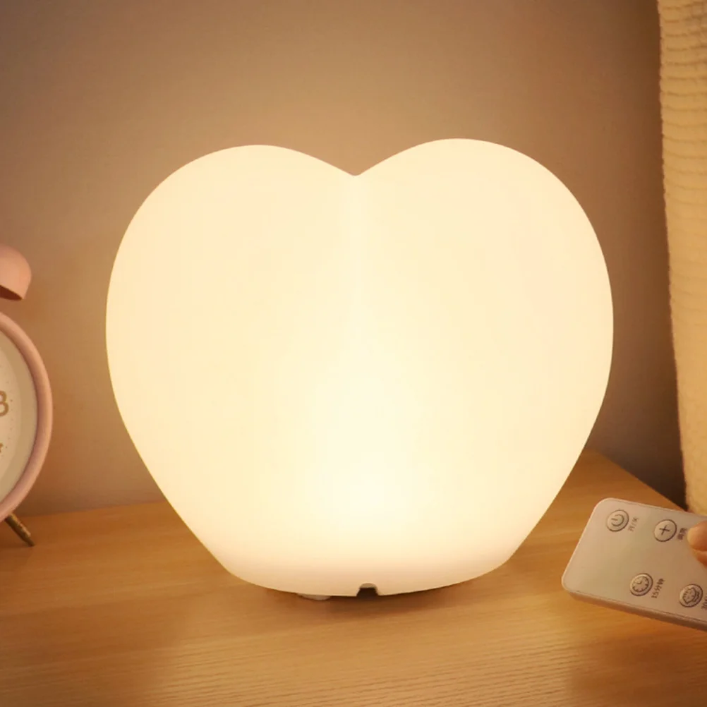 

LED Night Lamp Heart Shaped USB Charging Remote Control Color Changing Bedroom Atmosphere Lighting Decor Small Size Plastic