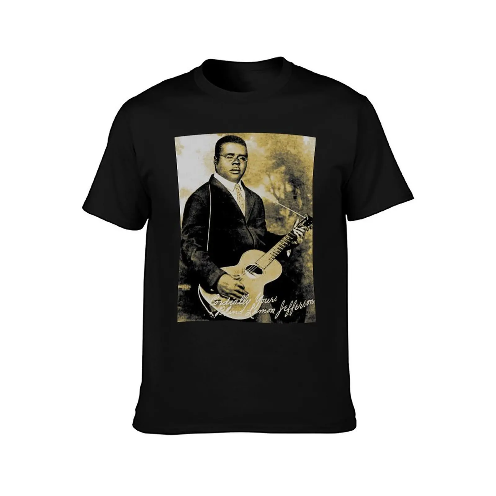 Blind Lemon Jefferson in Sepia T-Shirt, Summer Casual Cotton Tee, Oversized Streetwear Tops, Vintage Graphic Print, 100% Cotton