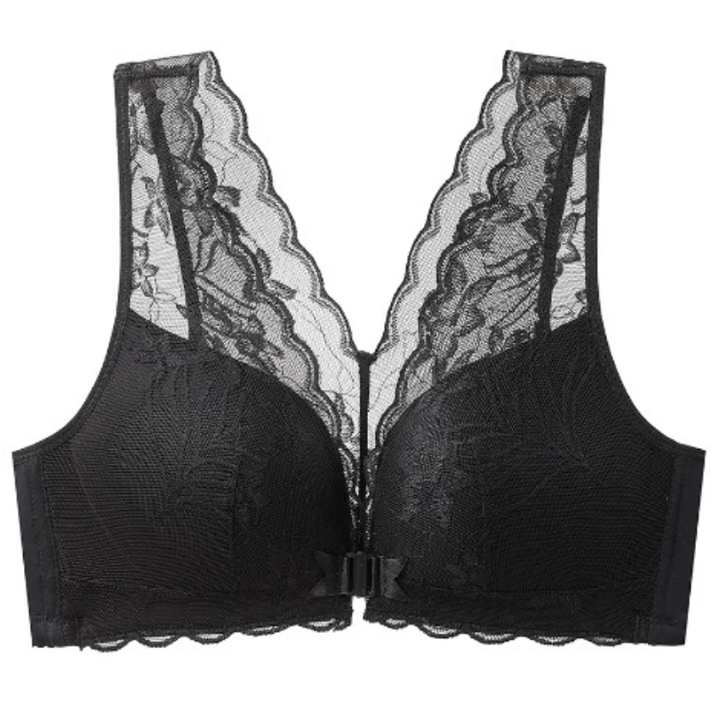 Damen-BH mit tiefem Ausschnitt und Knöpfen vorne, verbessert und heben Sie sich für kleine Brüste, nahtlose Unterwäsche für Anti-Sagging-Unterstützung mit sexy Rücken