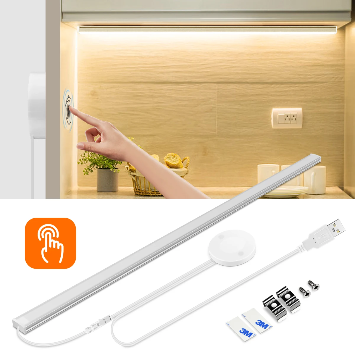 USB Power LED Aluminum Bar Light Penetrable Wood Touch Sensor LED Light Bar 30/40/50cm Dimmer Lamps 5V Profil