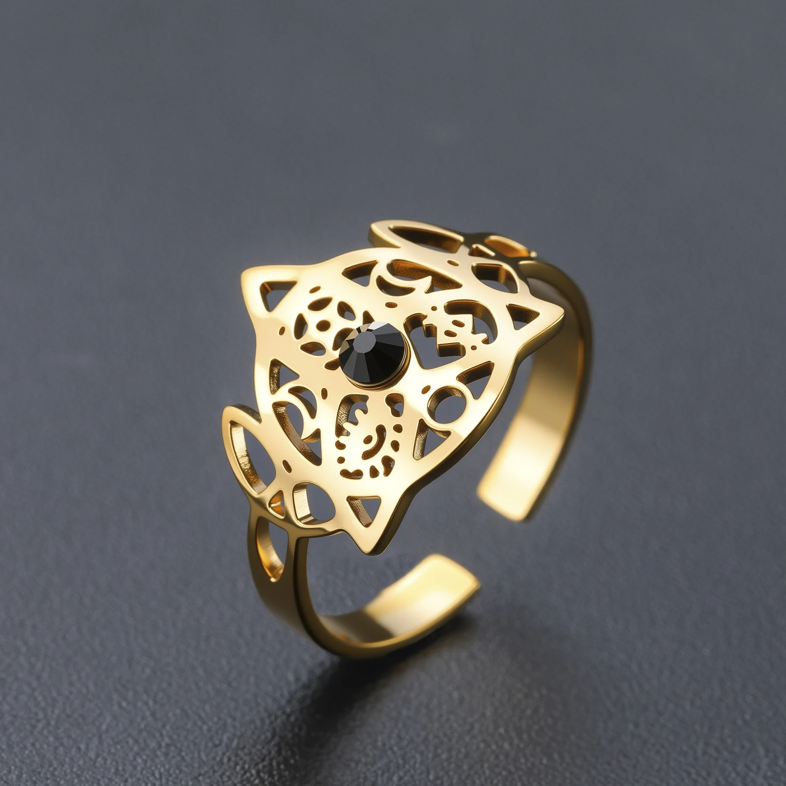 Celtic Knot Irish Witch Knot Eyes Stainless Steel Open Adjustable Ring Gift for Women