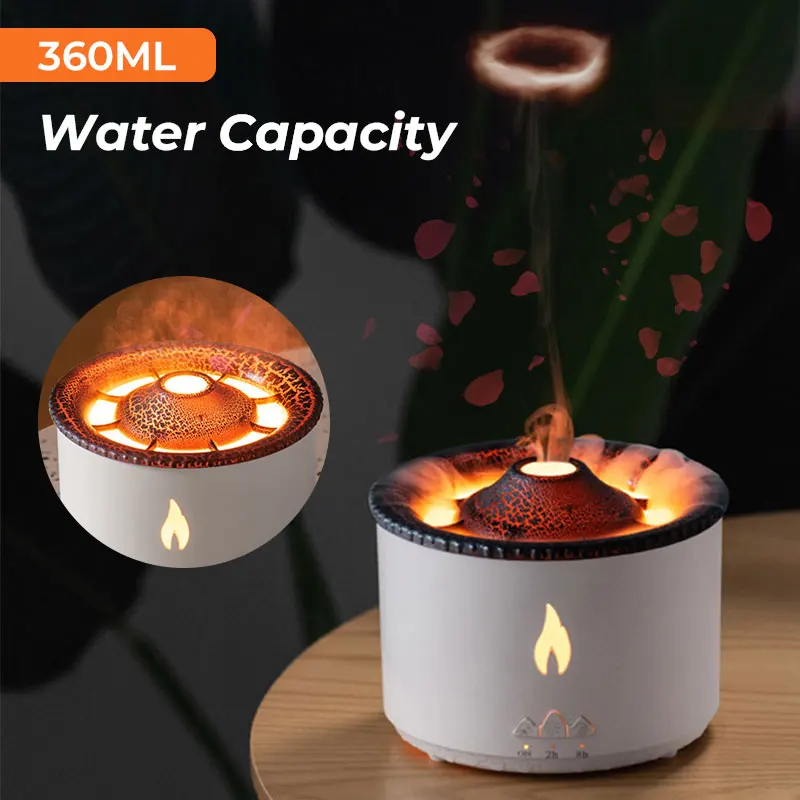 

Volcano Humidifier Flame Diffuser Fire Aroma Diffuser Essential Oils for Home Mini Air Humidifier Smoking Jellyfish Mist Ring