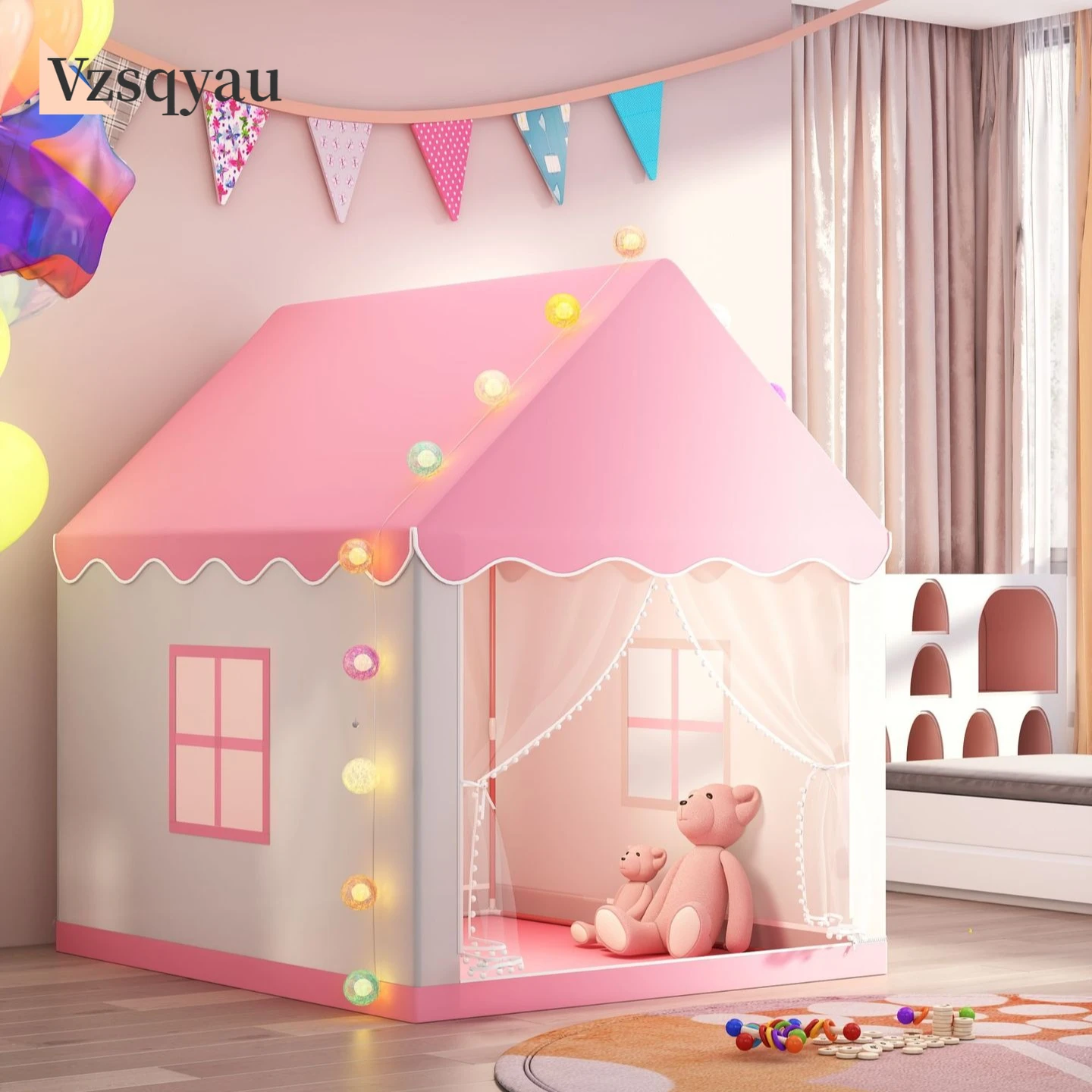 خيمة ألعاب أطفال كبيرة ويغوام خيام أطفال قابلة للطي تيبي لعب الطفل منزل فتاة الوردي الأميرة القلعة غرفة الطفل ديكور هدية الكريسماس #1