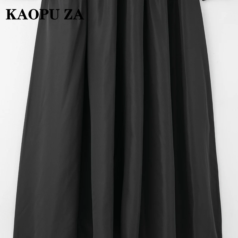 KAOPU ZA 2025 Herfst Nieuwe Vrouwelijke Verfijnde Stand Kraag Suede Top Maxi Rok Hipster Lente Vrouw Lange Mouw Jurken Jurk