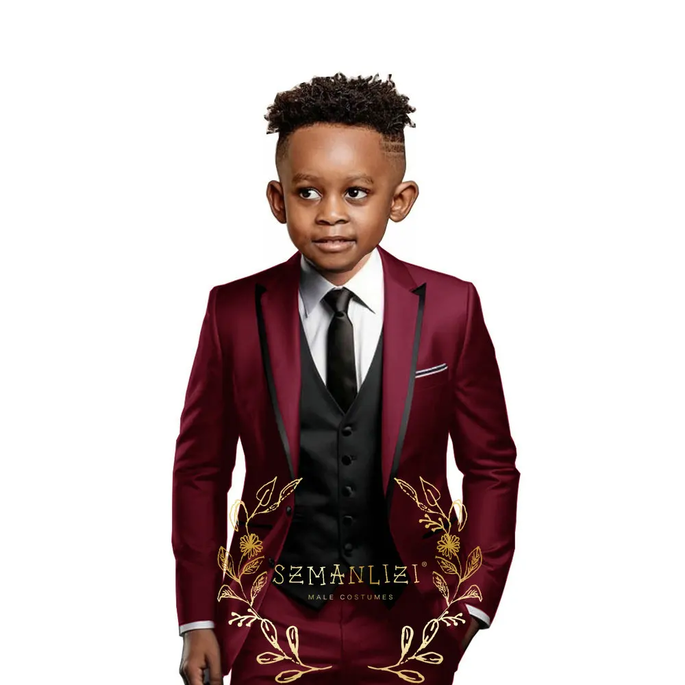 Formal Royal Blue Boys Suit 3 Pieces Blazer Vest Pants Peak Lapel Kids Suit 2-16 Years Old Tuxedo Party Wedding Dress