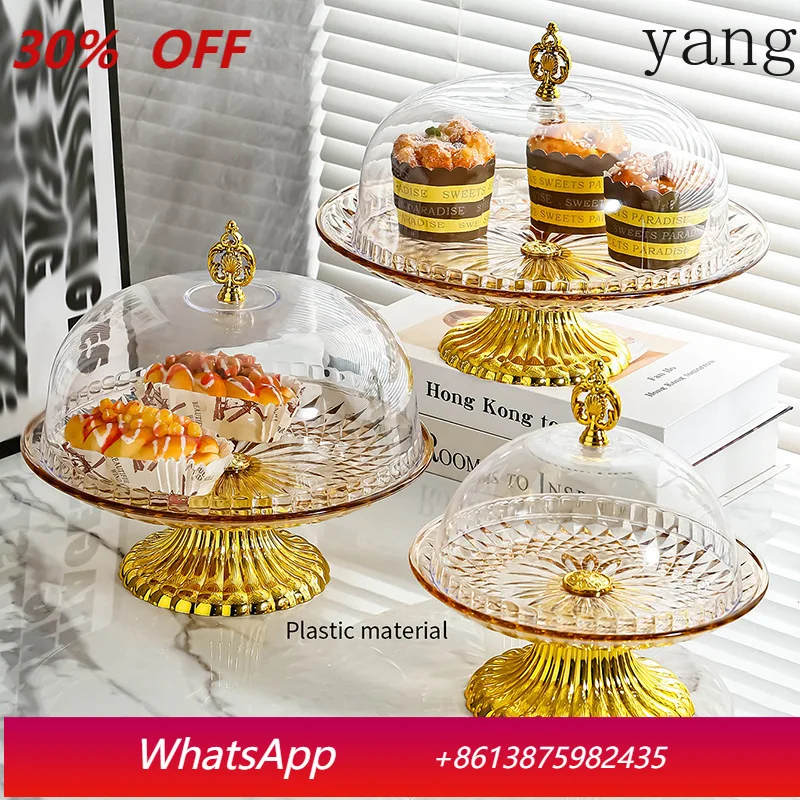

LMM with cover dustproof high foot thickened plastic plate living room coffee table fruit cake dessert dried fruit plate