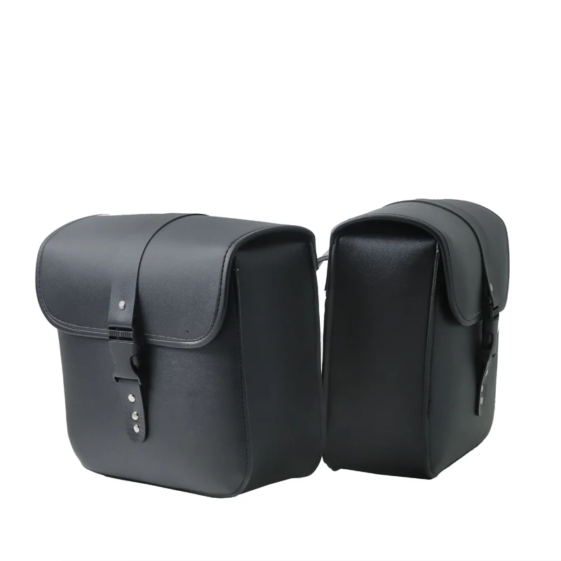 Bolsa de sillín de Motocross, Kit de almacenamiento lateral de equipaje, organizador de cuero PU, equipaje negro impermeable para