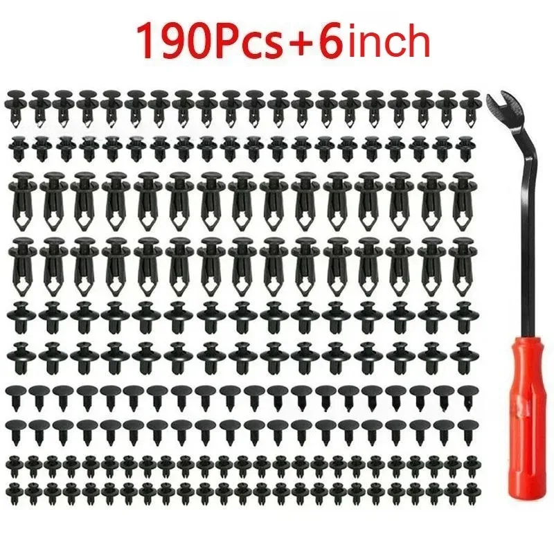 Car Universal Buckle 6 Models Size Fastenr Rivet Clamping Fastener Buckle Car Accessory ABS Material Fixed Screw 190PCS Set New