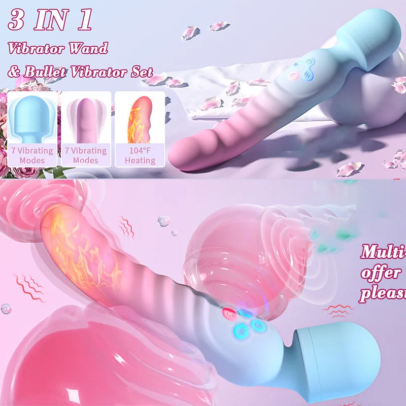 Dual-Head Vibrating Wand for Women, Heated Personal Massager, Multiple Vibration Modes, Rechargeable Silicone Adult Toy - view 6